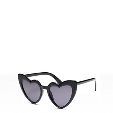 Imagem de Óculos de sol de coração feminino designer óculos de sol bonito sexy retrô olho de gato vintage óculos de sol rosa feminino proteção uv400, d preto cinza, china
