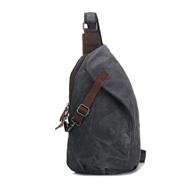Imagem de Mochila de ombro de lona Mochila de viagem Bolsa tiracolo tiracolo transversal (cinza)