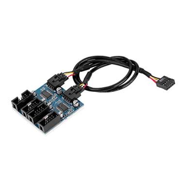 Imagem de ASHATA 9 pinos USB Header, placa mãe 9 pinos USB Header macho 1 a 4 fêmea extensão divisor cabo USB 9 pinos conector, adaptador de cabeçote USB mãe para porta multiplicador