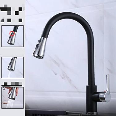 Imagem de Torneira de cozinha preta torneira de cozinha puxe para fora pia de cozinha misturador de níquel escovado córrego pulverizador cabeça cromo cozinha torneira de água, cf04043KC, China