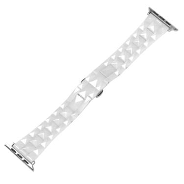 Imagem de MaKTech Banda de cerâmica para Apple Watch,Pulseira de Três peças Rhombus Link com Fecho Borboleta,para iWatch Series 10/9/Ultra 2/SE/8/7[2024] (46mm/45mm/44/49mm,Branco)