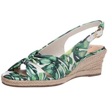 Imagem de Bella Vita Sand lia plataforma feminina, Tecido estampado Monstera, 5