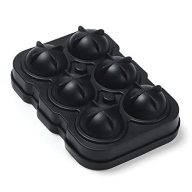 Imagem de Bandeja de cubo de gelo molde de bola de gelo molde de cubo de gelo de silicone acessórios de vara redonda uísque gelo 45mm restaurante ferramenta de cozinha uísque coquetel molde de cubo de gelo (cor: preto)
