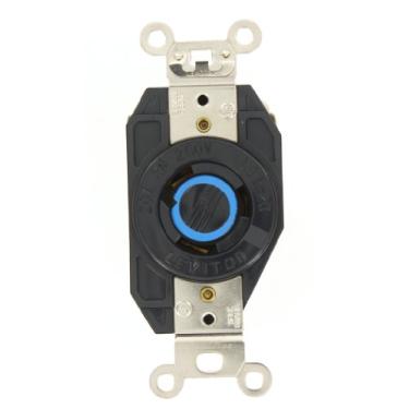 Imagem de Leviton 2370 20-Amp, 250-Volt- 3PY, Receptáculo de bloqueio de montagem embutida, nível industrial, sem aterramento, V-0-MAX, preto