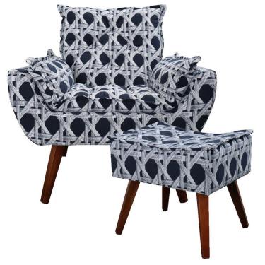 Imagem de Poltrona + Puff Opala Azul Amamentação