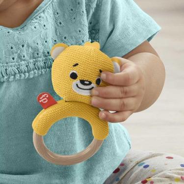 Imagem de Mordedor para Bebê com Tecido - Bichinhos - Ursinho Tricotado - Amarelo - Fisher-Price