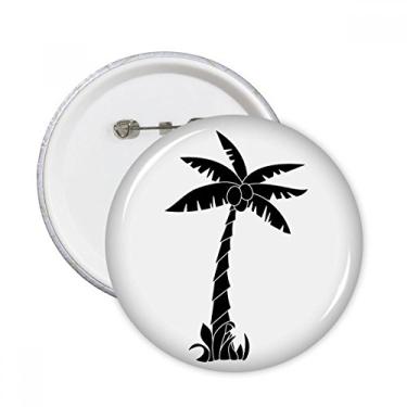 Imagem de Planta Coqueiro Contorno Preto Pinos Redondos Emblema Botão Decoração Acessório 5 peças