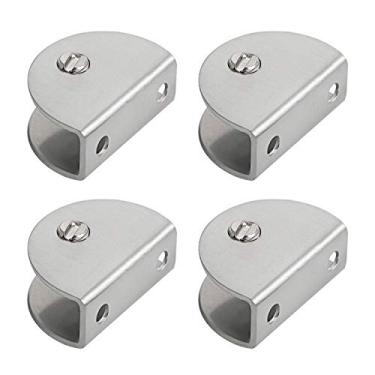 Imagem de Aopin Suporte de prateleira de vidro, clipes de vidro ajustáveis, suportes de braçadeira de vidro, acabamento escovado de superfície plana de aço inoxidável, para prateleira de madeira de 10 ~ 15 mm/0,39 ~ 0,59 espessura/acrílico/vidro, 4 peças (seicírculo)