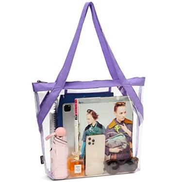 Imagem de Bolsa Transparente para Mulheres, VASCHY Bolsa Mulher Heavy Duty Stadium Aprovado Ver Através Bolsa para Trabalho, Esportes, Show, Roxo