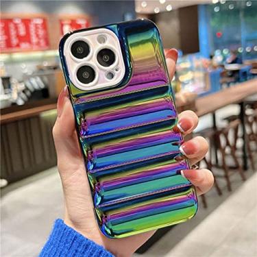 Imagem de Moda Gradient Laser Glossy Down Jacket Case Phone Case For iPhone 12 Pro 11 Pro Max 13 Pro Max Soft Silicone Back Cover, LS, Black, For iPhone 12Pro Max