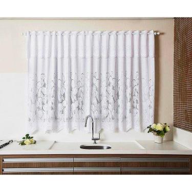 Imagem de Cortina Renda Cozinha Tulipa Branca 2,00larg x 1,50alt