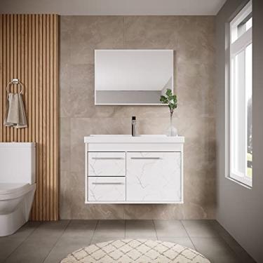 Imagem de Gabinete Armario para Banheiro 100% MDF com Cuba - Potenza Branco 60cm (Branco)