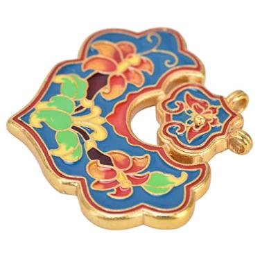 Imagem de YYQTGG Pingente de cadeado de porcelana esmaltada, pingente colorido para artesanato para casamentos para uso diário (cadeado de libélula de crisântemo)