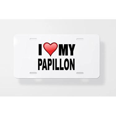 Imagem de Capa para placa de carro I Love My Papillon – Capa para placa de carro – Capa para placa de carro 15,24 x 30,48 cm
