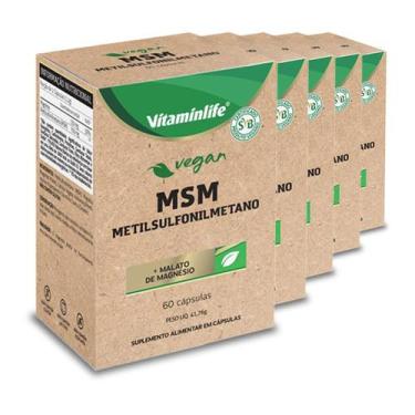 Imagem de Kit 5 Msm Metilsufonilmetano + Malato De Magnésio Vitaminlife 60 Cápsu