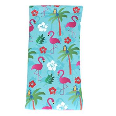 Imagem de Bolsa de óculos de sol feminina exclusiva com estampa feminina, Blue Flamingo Palm Tree, 7" (178mm) x 3 1/2" (89mm)