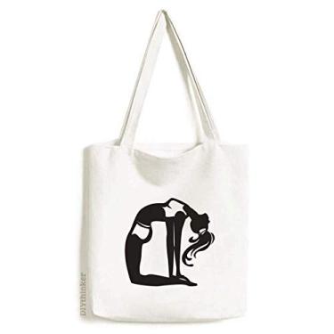 Imagem de Graceful Yoga Girl Stretching Keep Healthy Tote Canvas Bag Shopping Satchel Casual Bolsa