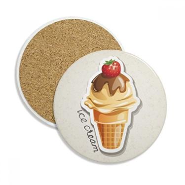 Imagem de Caneca de chocolate com morango, sorvete doce, copo, copo, copo, proteção de mesa, pedra absorvente