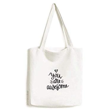 Imagem de You Are Awesome Citação Art Deco, Bolsa de compras de lona, bolsa casual