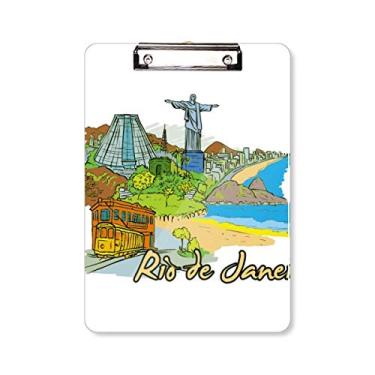 Imagem de Placa de apoio para prancheta Pintada à mão do Brasil Rio de Janeiro A4