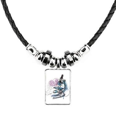 Imagem de DIYthinker Química Kowledge Colar de microscópio Joias Torque Pingente de corda de couro