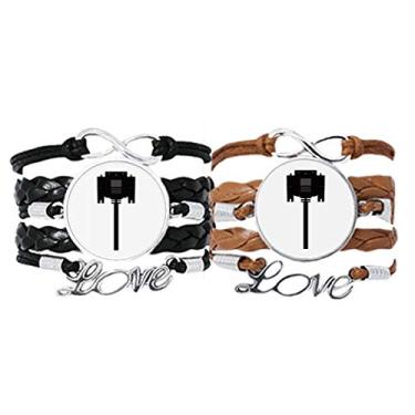 Imagem de DIYthinker Pulseira preta para tela de exibição de cabo, pulseira de couro, conjunto duplo para presente