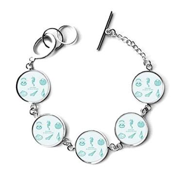 Imagem de DIYthinker Pingente de corrente com padrão de vida marinha de hipopótamo azul