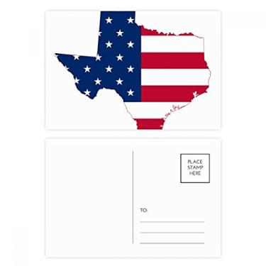 Imagem de Mapa dos EUA do Texas com estrelas listradas, formato de cartão postal, cartão de felicitações de aniversário