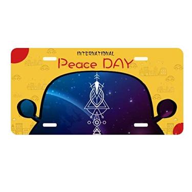 Imagem de DIYthinker Placa de carro com estampa geométrica do céu estrelado Alien Totem decoração para o dia da paz