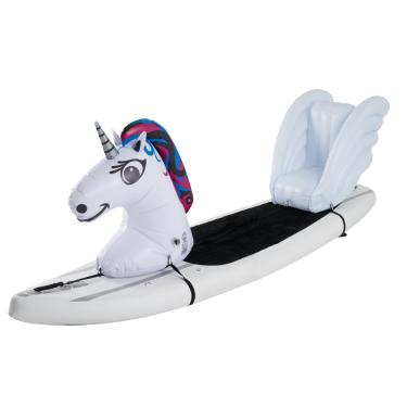 Imagem de Stand Up Floats Brinquedo inflável de unicórnio e assento fixa-se facilmente a qualquer prancha de remo SUP com arnês universal removível, branco, grande