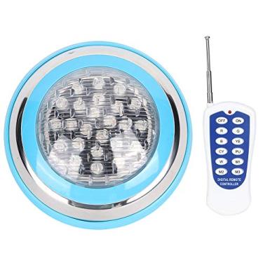 Imagem de Luz de LED para piscina, 24 W IP68 à prova d'água RGB multicolorida montada na superfície de parede luzes LED subaquáticas para piscina com controle remoto para decoração de piscina, roqueiro, fonte, lagos
