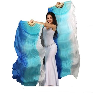 Imagem de 1 par de véus de 150 x 90 cm para dança do ventre acessórios femininos para fãs de véus tingidos à mão cores verticais