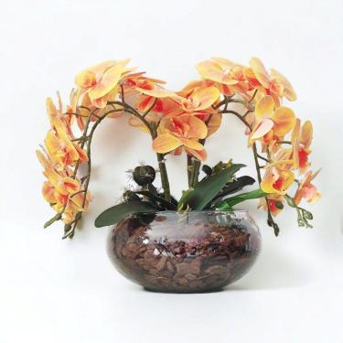 Imagem de Arranjo Orquídeas - Vaso Vidro 28x12cm - Flor Artificial