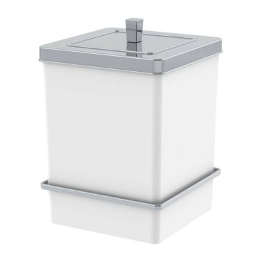 Imagem de Lixeira 6,5L Tampa Quadrada Com Suporte Adesivo Cesto De Lixo Branco Cromado - 195BCC Future