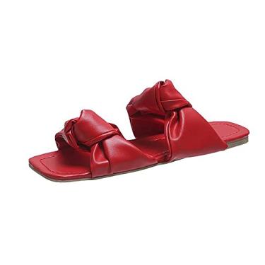 Imagem de Sandálias planas NICETOW Sapatos casuais confortáveis ​​e confortáveis ​​para casa leve, respirável, impermeável e durável Laço feito à mão para interior e exterior Preto, vermelho, branco