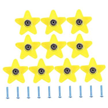 Imagem de 10 peças de maçaneta de quarto armário vaidade mesa armário maçanetas porta estrela alça de silicone roupão de cozinha guarda-roupa botão de móveis acessório de armário de casa botão (amarelo 4,8 x