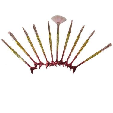 Imagem de Pincel Kit 10 Peças Sereia Delineador Sombra Maquiagem Make Up Mermaid