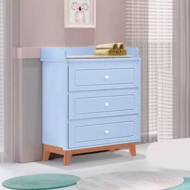 Imagem de Cômoda Infantil Trocador Natan em MDF com 3 Gavetas Tuboarte