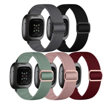 Imagem de Adorve Compatível com pulseiras Fitbit Sense/Pulseira Fitbit Versa 3/Versa 4 para mulheres e homens, pulseira elástica ajustável de nylon esportiva para relógio inteligente