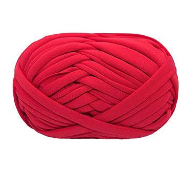 Imagem de Camiseta fio de tricô tecido de crochê pano para mão de verão bolsa diy cobertor almofada projetos de crochê 100g (##17 laranja vermelho)