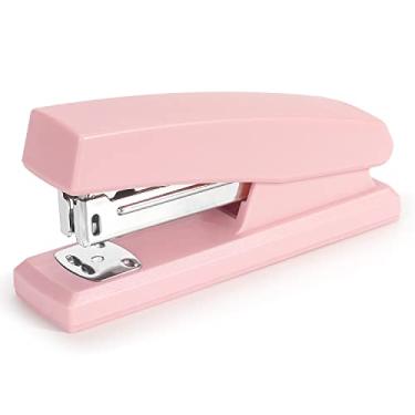 Imagem de Grampeador, grampeador de escritório, grampeador de mesa para escola, faculdade, material de escritório, grampeador portátil durável (rosa)