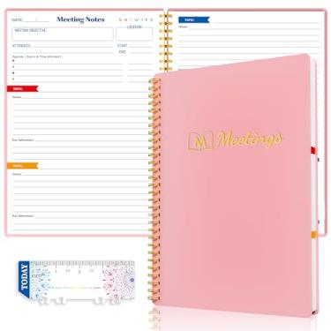 Imagem de snootion Caderno de reuniões para trabalho com itens de ação, caderno de planejamento de projetos para anotações, agenda de reuniões de escritório/negócios para homens e mulheres, 140 páginas B5 (17,8