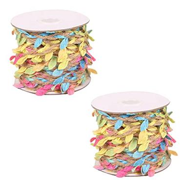 Imagem de Tvoip 22 jardas/2 rolos de fita de folha artificial para fabricação de guirlandas de grinaldas, decoração de casa, embrulho de presente e acessório de artesanato (colorido)