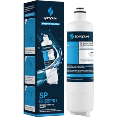 Imagem de SpiroPure Filtro de água de geladeira certificado pela NSF SP-BH55PRO Substituição compatível para Bosch Ultra Clarity Pro BORPLFTR50 BORPLFTR55 11032531 RA450022 REPLFLTR55 (pacote com 1)