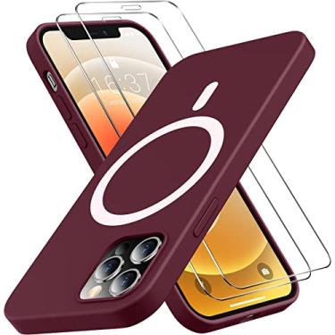 Imagem de MOZOTER [6 em 1] Capa de celular de silicone líquido para iPhone 12/iPhone 12 Pro, [compatível com Magsafe] [protetor de tela de vidro] [forro de microfibra macio antiarranhões] à prova de choque de