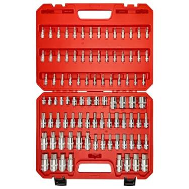 Imagem de EACELIY 92 peças Allen e conjunto de soquetes de 1/10.2 cm 3/20.3 cm e 1/5.1 cm, Allen e Bit Sock, Drive Torx/Hex, à prova de torx/hexagonal, aço S2 e CR-V, SAE e métrico