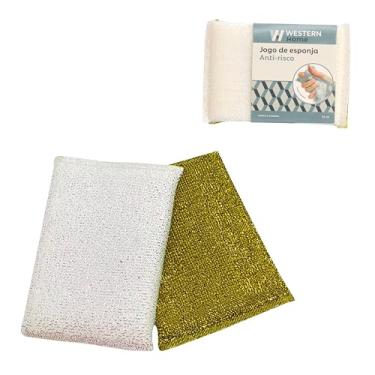 Imagem de Western Home ES-29 Jogo Esponja Anti-Risco, Branco/Dourado