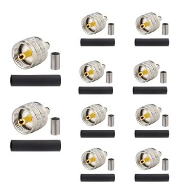 Imagem de MOOKEERF Conector de crimpagem macho PL259, conector coaxial de crimpagem UHF SO239 para cabo coaxial RG8X/LMR240 (pacote com 10)