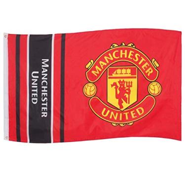 Imagem de Manchester United FC oficial futebol presente 5 x 3 pés brasão bandeira do corpo, Preto, 5 x 3ft; 152 x 91cm