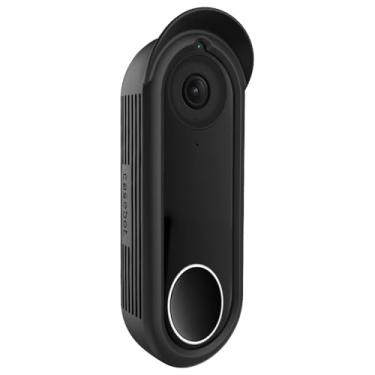 Imagem de Capa de silicone Fintie para Nest Hello Video Doorbell, luz UV e visão noturna resistente ao clima, capa CaseBot compatível com Nest Hello, Preto